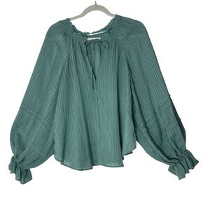 Free People Teal Green Peasant Blouse